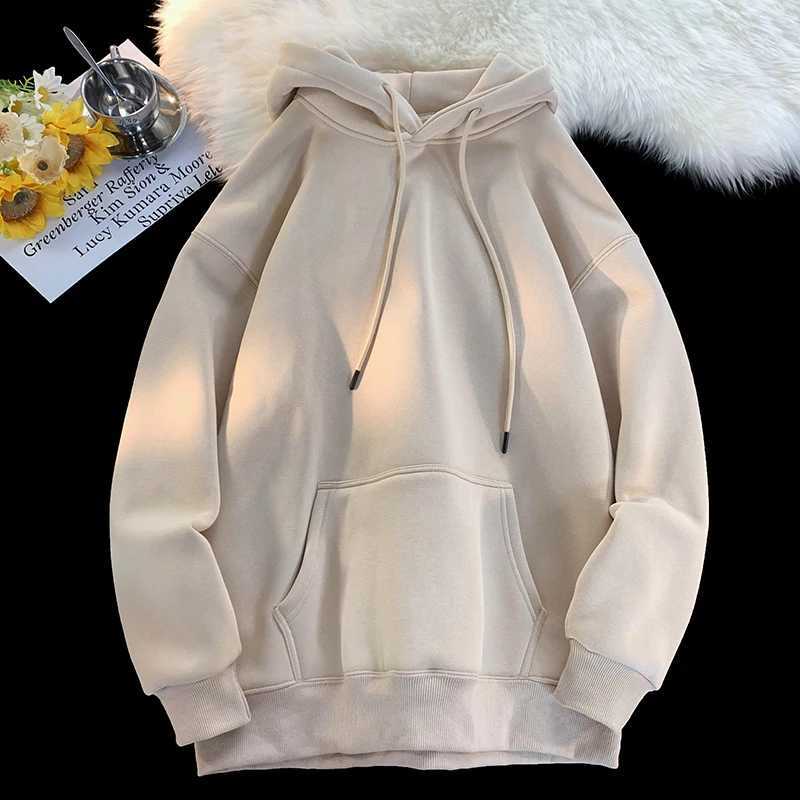 Factory Direct Sales Latest Solid Color Loose Breathable High Street Retro Mens Crew Neck Cotton Versatile Hoodie M260312