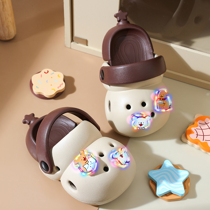 Kids Cartoon Clogs flip-flops Cute Animal Charms EVA Non-Slip Toddler Sandals Baby Boys Girls with Adjustable Strap Removable Animal Pins Free shippin