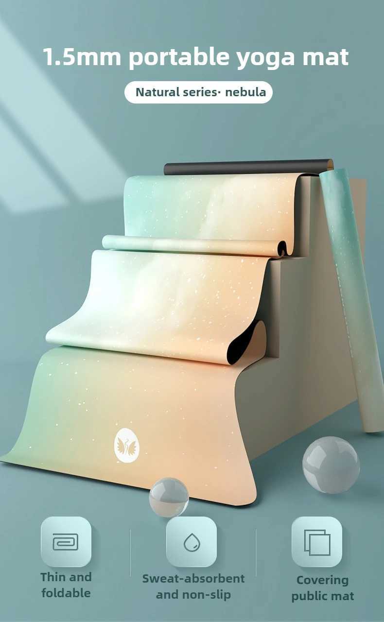 Ultra-Thin 15mm Suede Rubber Non-Slip Yoga Towel for Travel Pilates Anti-Skid Exercise Mat Sweat Absorbent Lightweight Foldable M260312