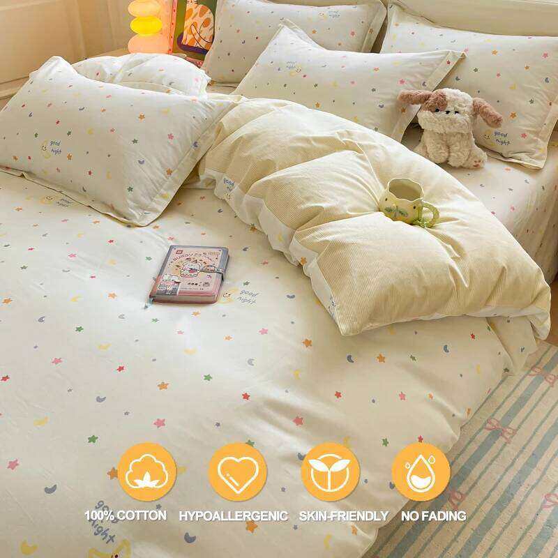 Cartoon Bedding Set 100% Cotton 3pcs Duvet Cover Set,Twin/Full 140x200 200x200, Breathable,Hypoallergenic,Fade Resistant H260312