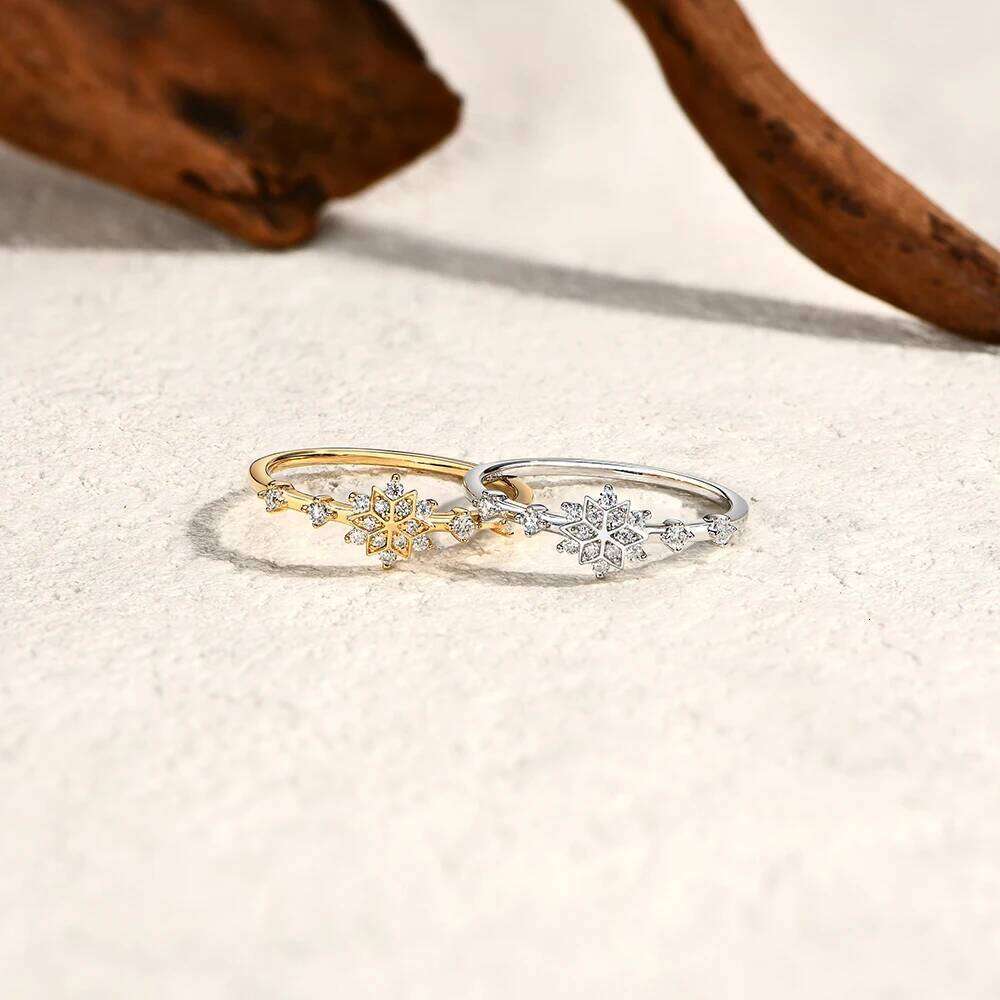 MINTYBOX Snowflake S925 Sterling Silver Moissanite Engagement Rings for Women Lab Diamond Ring 18K Gold Plated Fine Jewelry Gift H260312