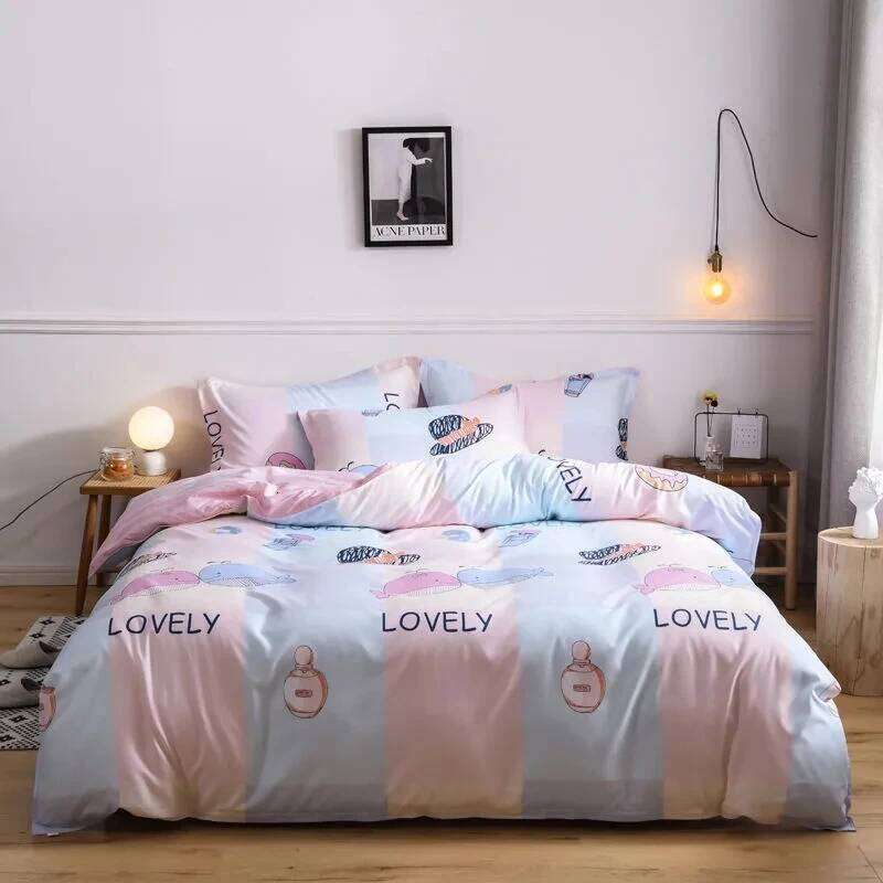 Princess Style Four-piece Set Cartoon Strawberry Printed Bed Sheet Pillowcase Quilt Cover Home Girls' Room Bedding H260312