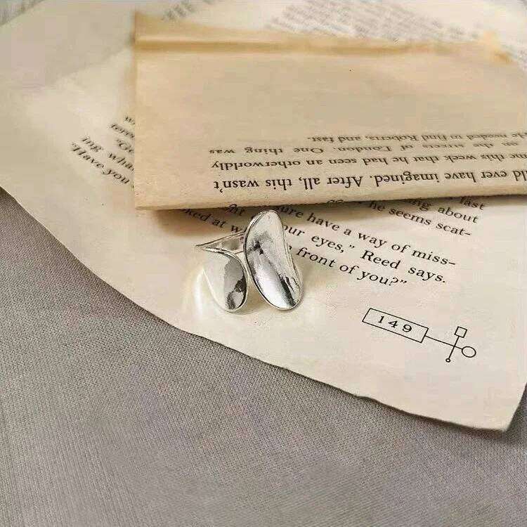 925 Sterling Silver Rings For Women Simple Vintage Handmade Adjustable Finger Big Shinning Ring Fashion Band Female Bijoux Gift H260312