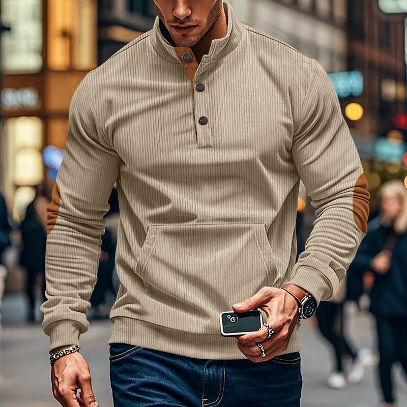 Spring And Polo Autumn Season New Men's Designer Shirt Sweatshirt Designer Hoodie European And American Fashion Corduroy Men's Long Sleeve Half-zip Top