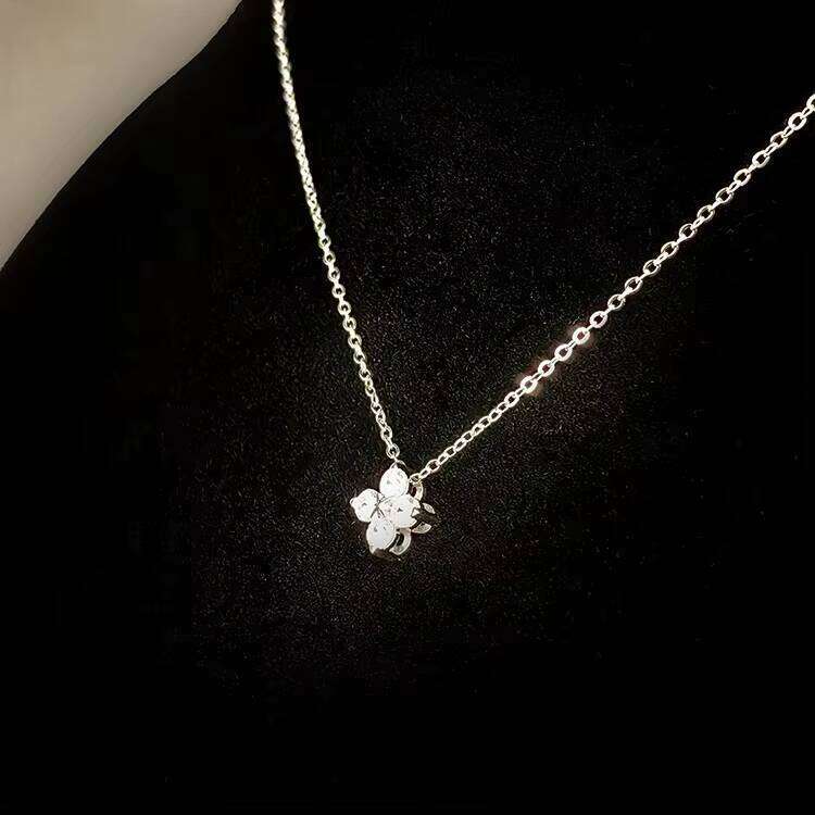 Premium Jewelry Adjustable Sterling Sier Diaspore Pendant Four-Leaf Clover Necklace Women's Gift Anniversary Commemoration