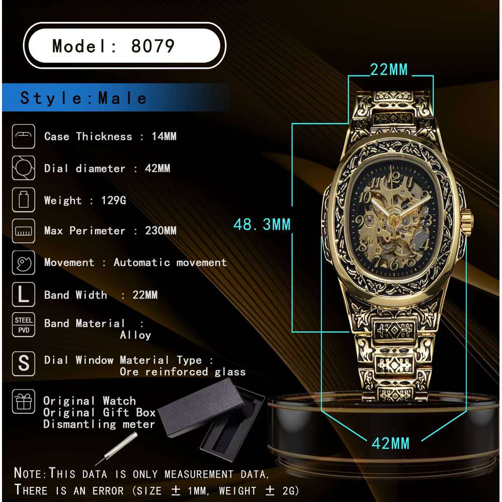 LONGLUX Automatic mechanical watch alloy steel vintage retro luxury waterproof skeleton ffordable 40mm wholesale Watch for Men