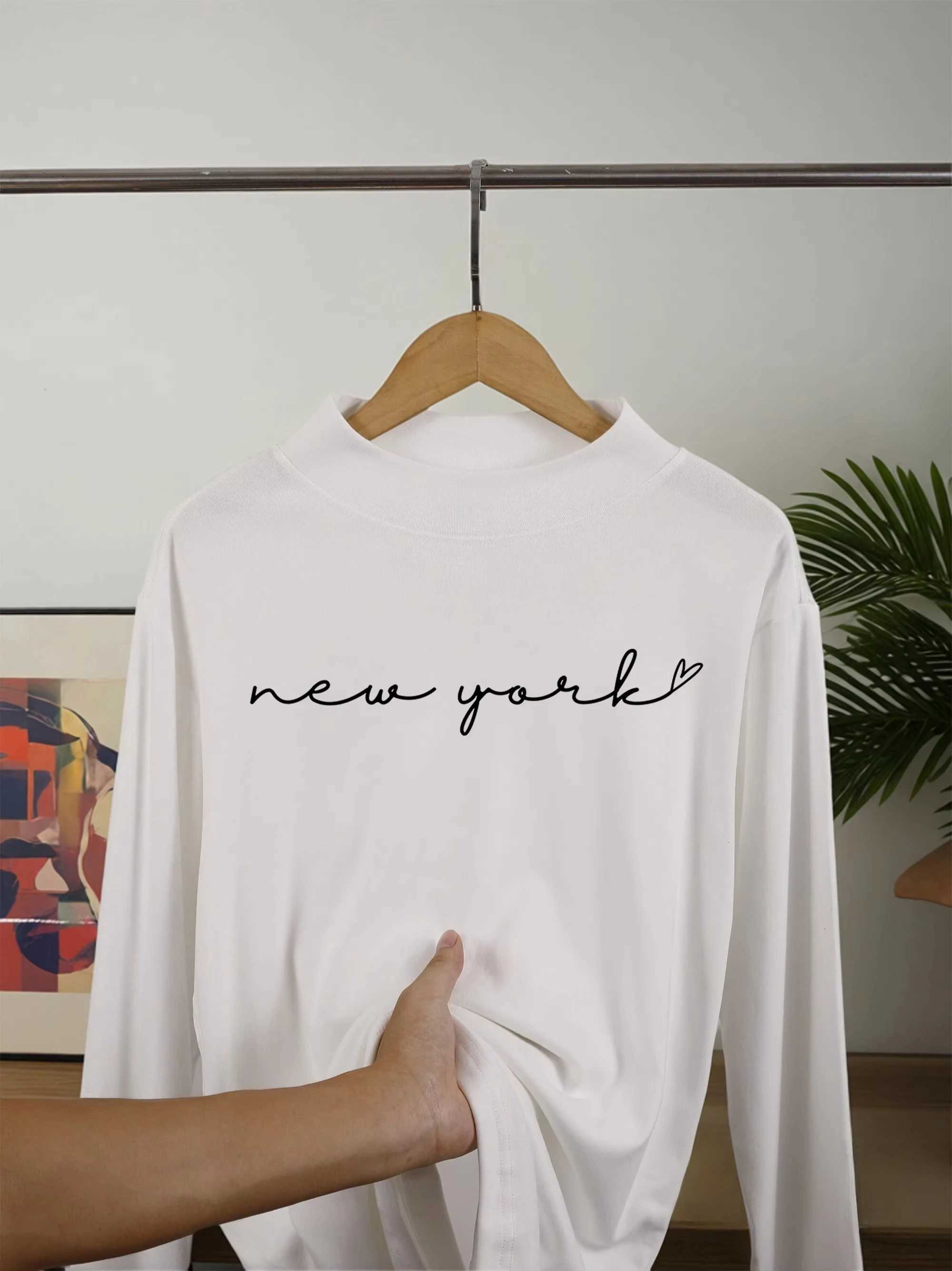 New York Letter Creativity Soft THiCKen Men Pullovers Comfy Warm Shirt Casual Street Long Sleeve Fit Basic Inner Wear M260312
