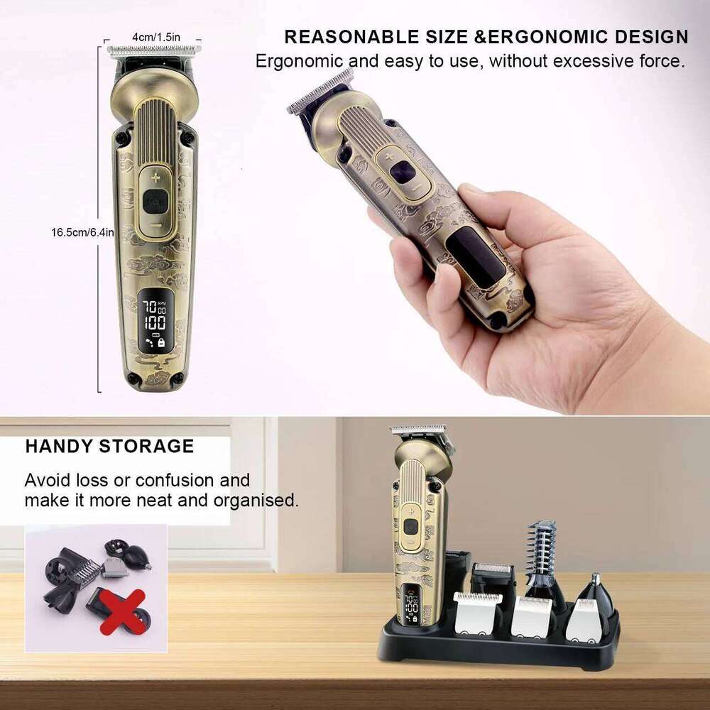 Hatteker Hair Trimmer Adjustable Facial & Body Man's Professional Electric Haircut Machine Rechargeable for Barber Shop C260312