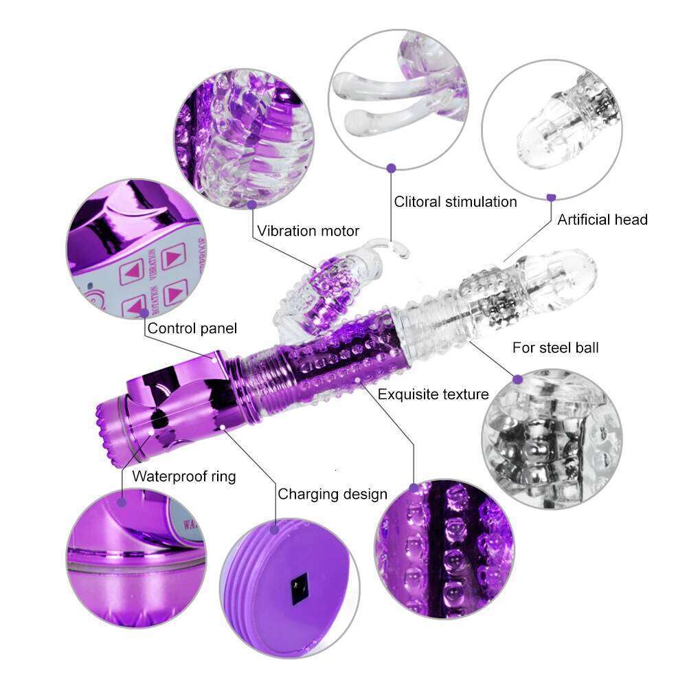 Telescopic Rotation Dildo Rabbit Vibrator G Spot Vagina Massager Clitoris Stimulator Female Masturbator Sex Toys For Women Z260312