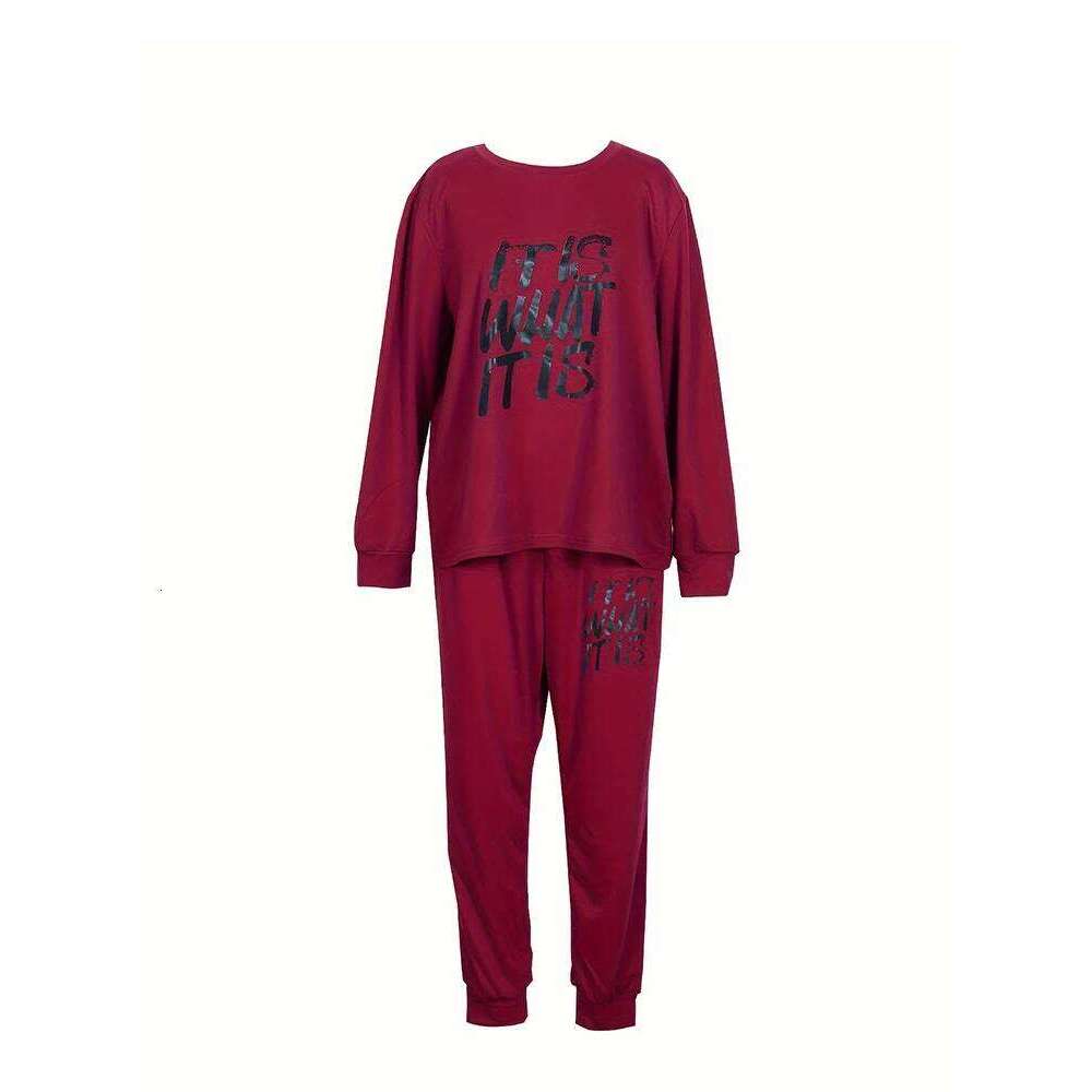 Plus Size Casual Sports Hoodie Two-Piece Set Loose Long Sleeve T Shirt Letter Pants for Women C260312