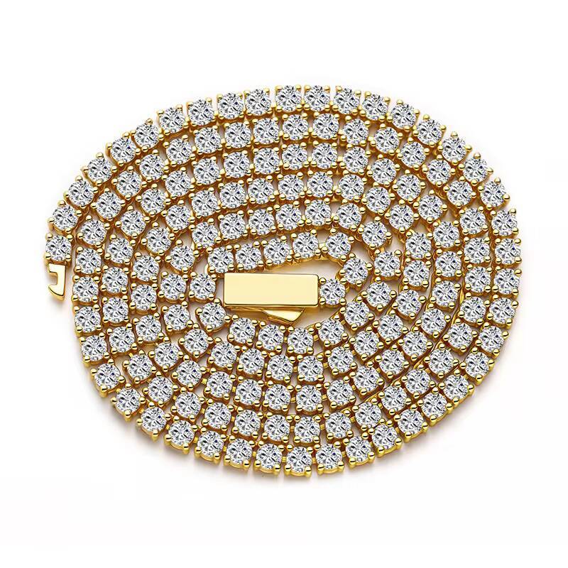 Non Tarnish 925 Silver Jewelry Iced Out Cuban Link Chain Necklace Moissanite Chain Choker Tennis Chain Necklace