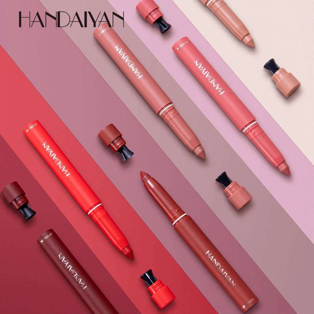 HANDAIYAN fadeless non staining cup matte lipstick pen lip rotatable lipliner with pencil sharpener W260311