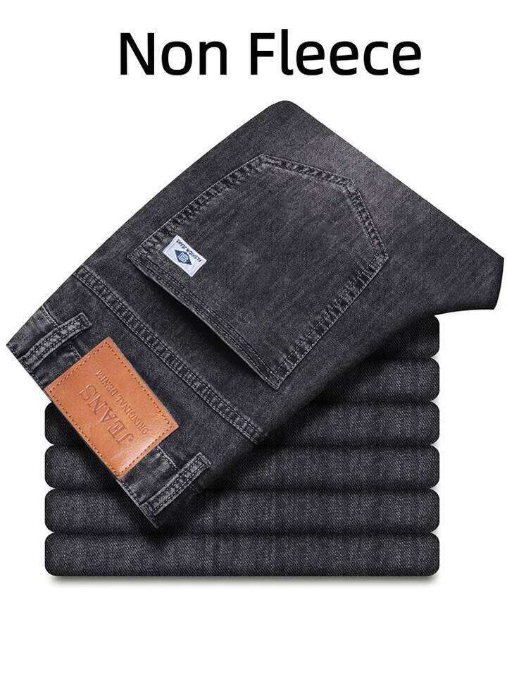 New Men's Light Business Micro Stretch Straight Fit Denim Vintage Distressed All Season Wearable Long Pants