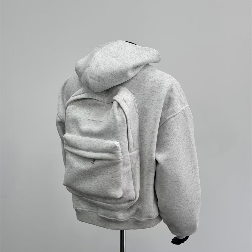 Autumn New Style Trendy Brand Versatile Three-dimensional Back Design Hooded Cardigan Jacket In Designer Hoodie Heather Gray For Men