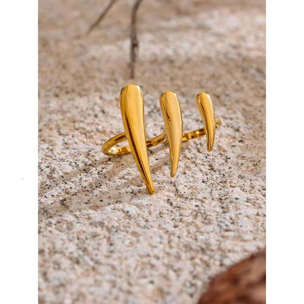 XIANING Stylish Unique Design Stainless Steel Metal Double Finger Geometric Ring Distinctive Rust Proof Minimalist Jewelry H260312