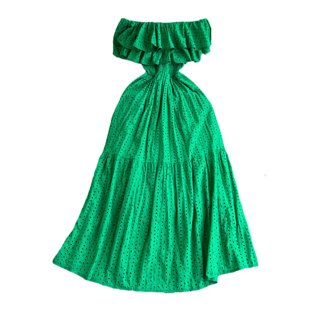 A19 Forest style first love long skirt retro gentle style super fairy off shoulder pleated waistband slim fit A-line skirt