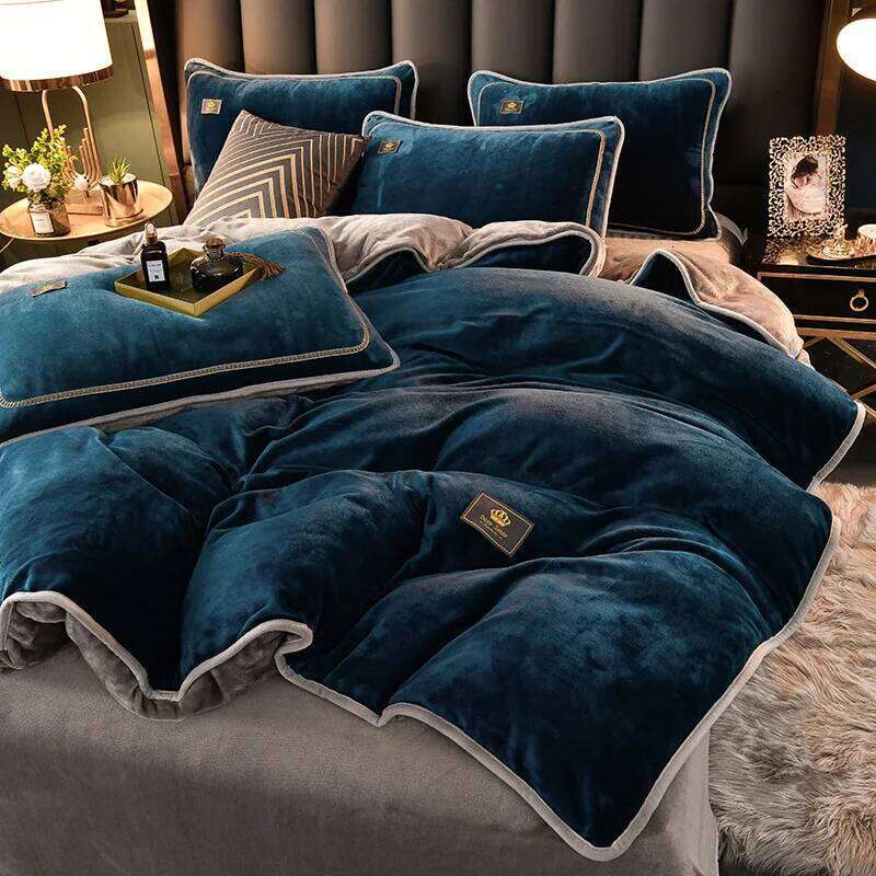 Light thickened milk four-piece winter coral fleece quilt cover bedding H260312