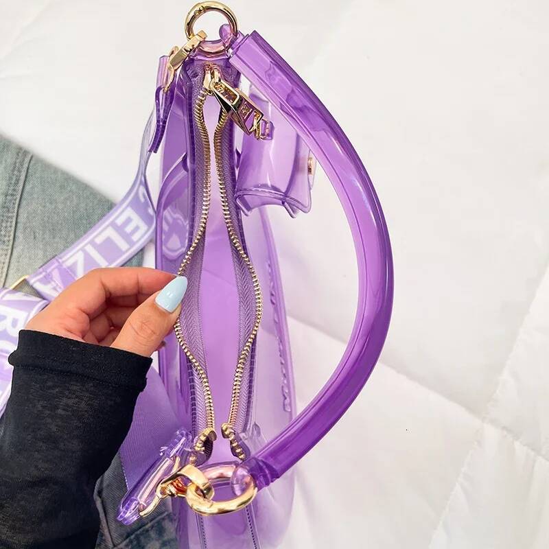 Fashion Half Moon Shoulder For Women 2025 Summer Waterproof PVC Transparent Crossbody Bag 8 Colors Jelly Mobile Phone Purse