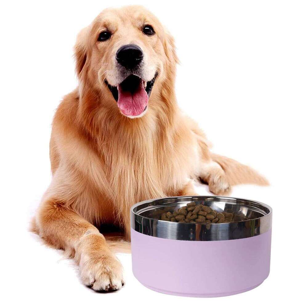 A circular stainless steel fashionable plain color anti slip pet cat dog bowl for indoor and outdoor use 26Y0312