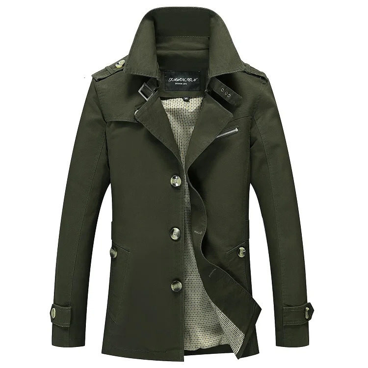 Fashion Men Trench Jackets Casual Business Trench Coat Mens Leisure Overcoat Male Single Breasted Windbreakers Plus Size 260304