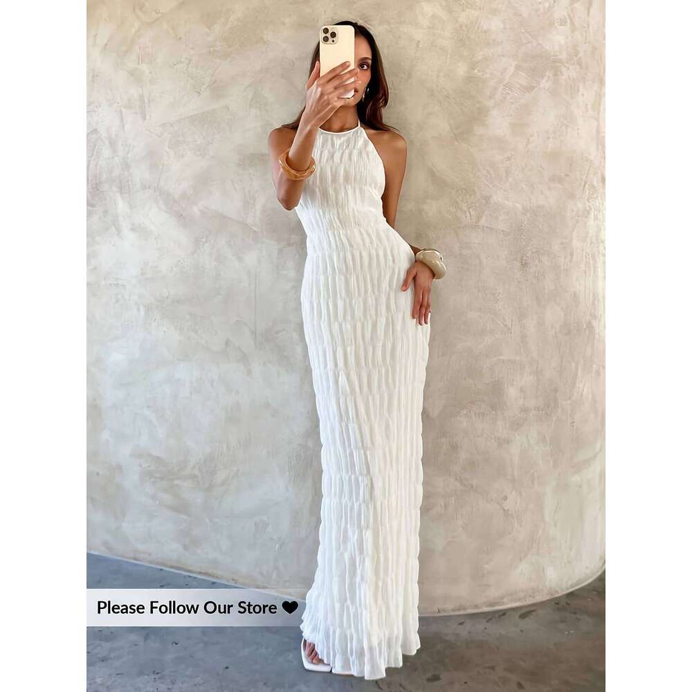 Elegant Directed Women's New Pure Color Casual Commute Holiday Style Long Dress with Strap C260312