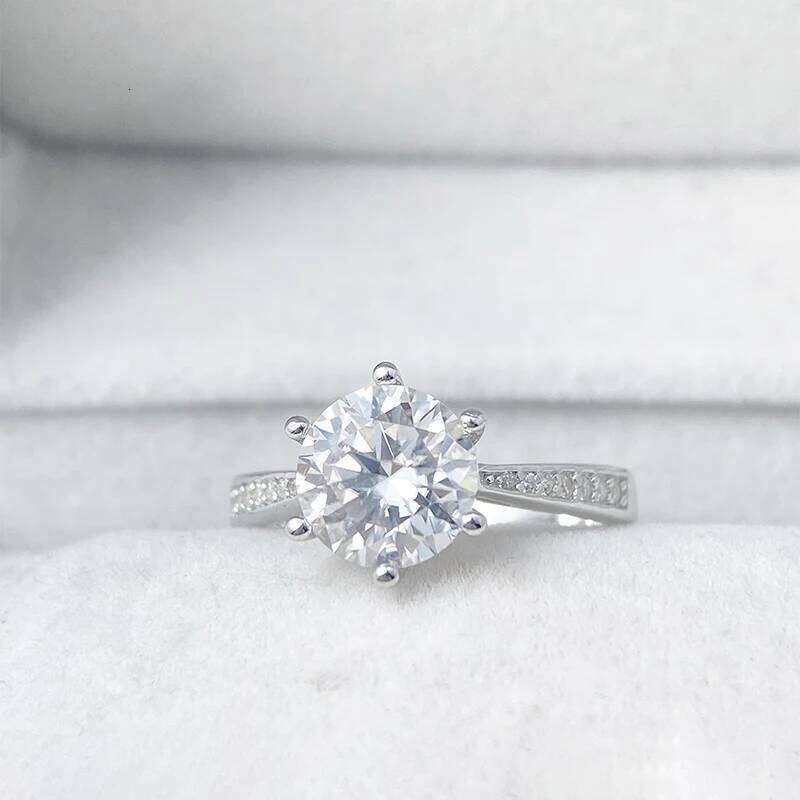 Tezzc 0.5ct 1ct 2ct Moissanite Engagement Ring For Women S925 Sterling Silver diamond Rings Wholesale Jewelry with Certificate H260312