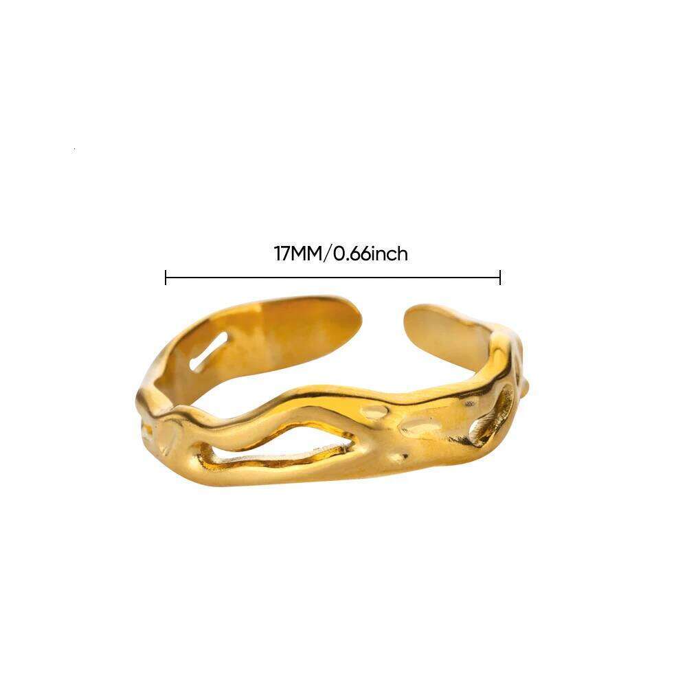 Stainless Steel Irregular Open Rings for Women Gold Color Geometric Adjustable Wedding Ring Aesthetic Waterproof Jewelry H260312