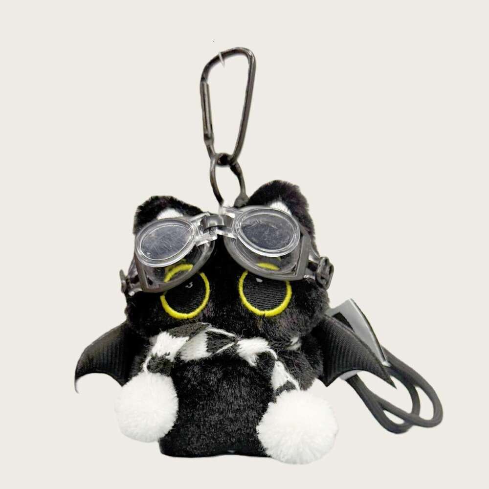 Cute Big-Eyed Devil Little Black Cat Plush Doll Keychain Cartoon Small Toy Pendant Bag Decoration Gift