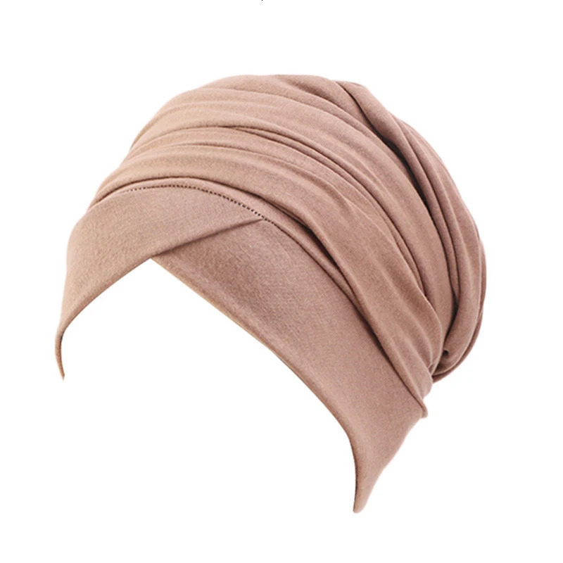Women Solid Color Cotton Magic Turban Hijab Head Wrap Long Tube Indian Headwrap Scarf Tie Hair Loss Islamic Headwrap 260304