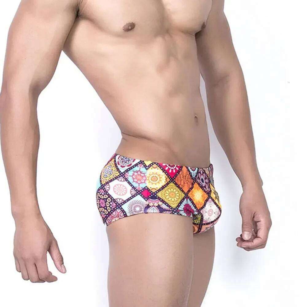 Swimwear Men Retro Grid Bikini Swimsuits Swim Boxer Trunks Board Surf Shorts Classic Brazilian Cut Beach Underwear Briefs Z260312