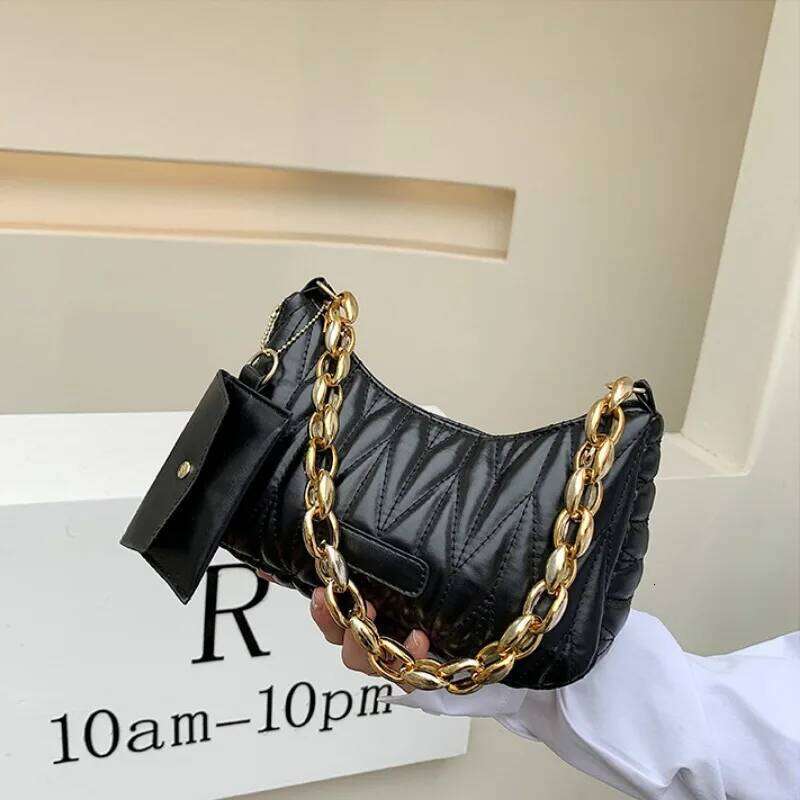 Quilted Ruched Crescent Fashion Chain Shoulder Bag Women S Handbag With Coin Purse For Summer Every Day XIU LAI SI