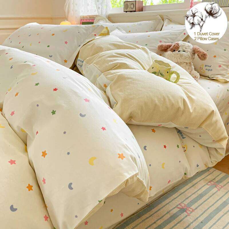 Cartoon Bedding Set 100% Cotton 3pcs Duvet Cover Set,Twin/Full 140x200 200x200, Breathable,Hypoallergenic,Fade Resistant H260312