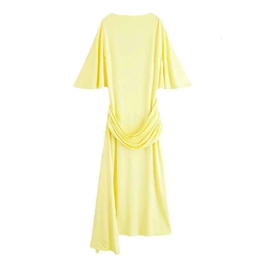 Autumn new women's temperament high neck backless layered decorative pleated long dress C260312