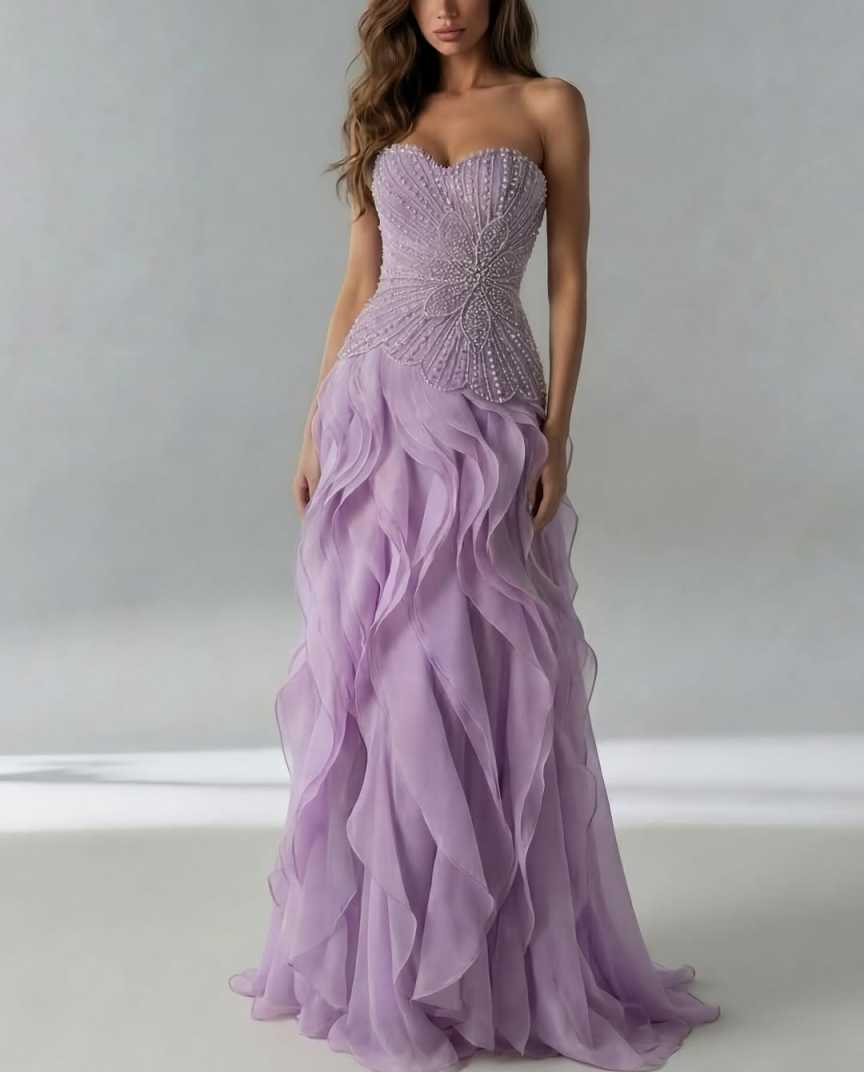 Elegant Evening Dresses Mermaid Strapless Pearls Beading Sleeveless Backless Party Dress Dresses Celebrity Prom Gown Customized Vestido De Novia