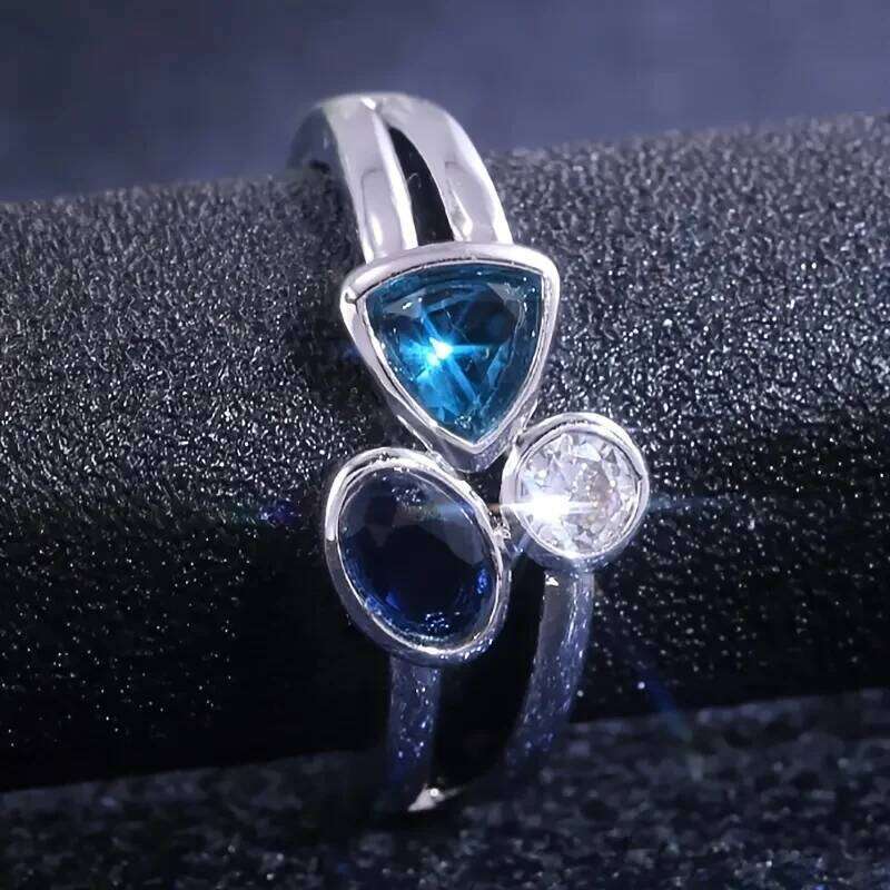 1 Fashionable European And American Irregular three-color Stone Date Ring For Women H260312