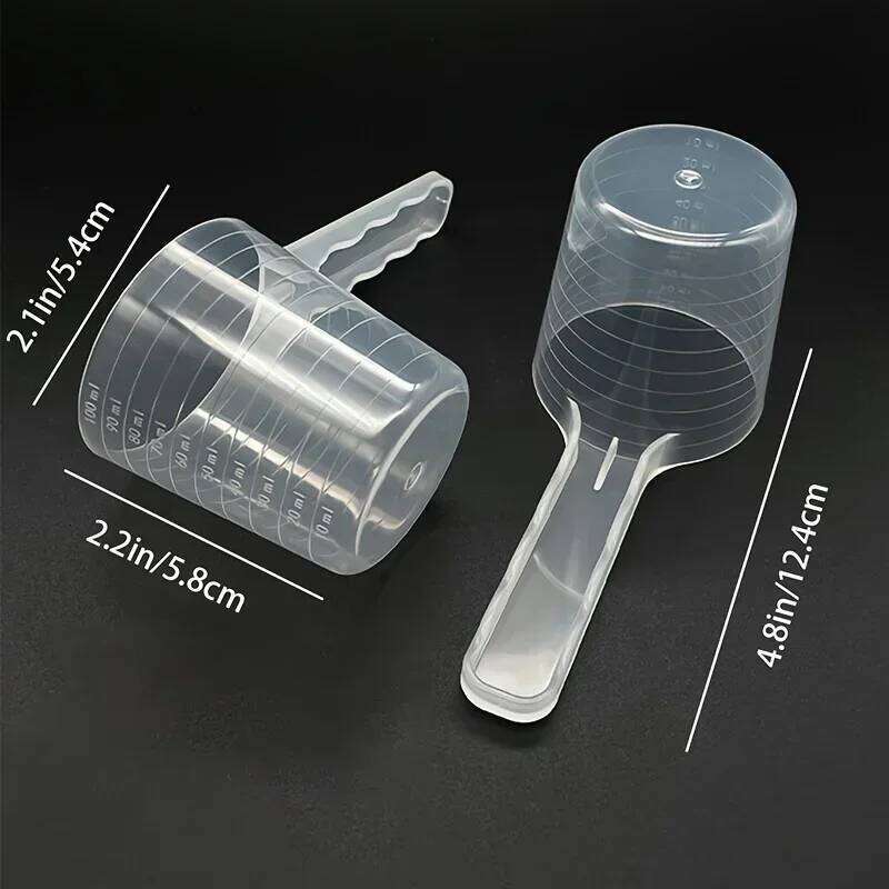 Transparent Mea Pet Food Measuring Spoon with Graduation Durable Plastic Feeding Dog Shovel 100ml 26Y0312