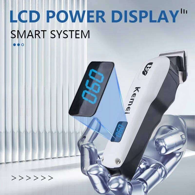 Kemei KM-232 Professional Men's Haircut Cordless Trimmer LCD Clipper USB Charging Hair Cutting Machine C260312