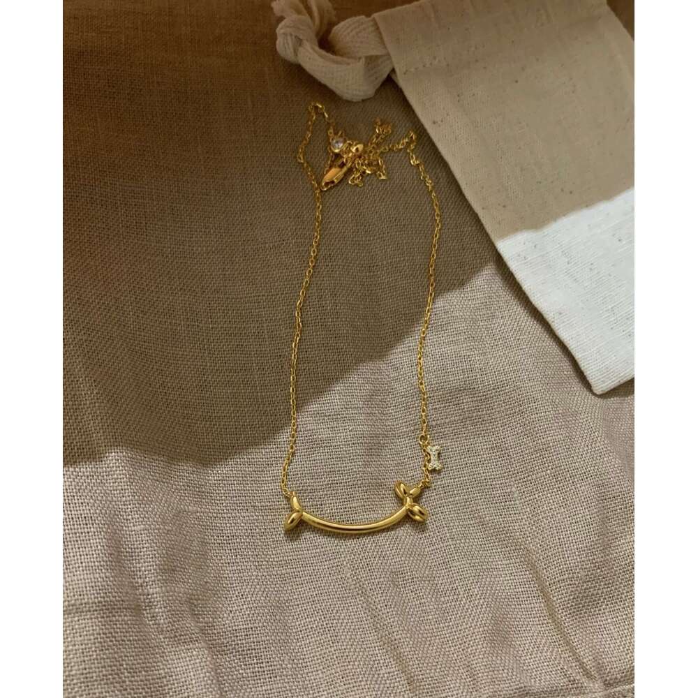 Korean Style Simple Gold Smile Balloon Puppy Necklace For Women Personality Collarbone Chain Women's Choker