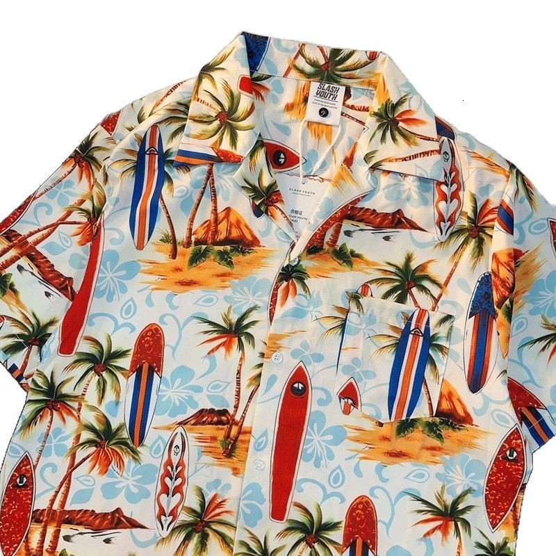 Hawaiian Surf Short Sleeve Floral Shirt for Men and Women Cuban Collar Beach Vacation Shirt200814
