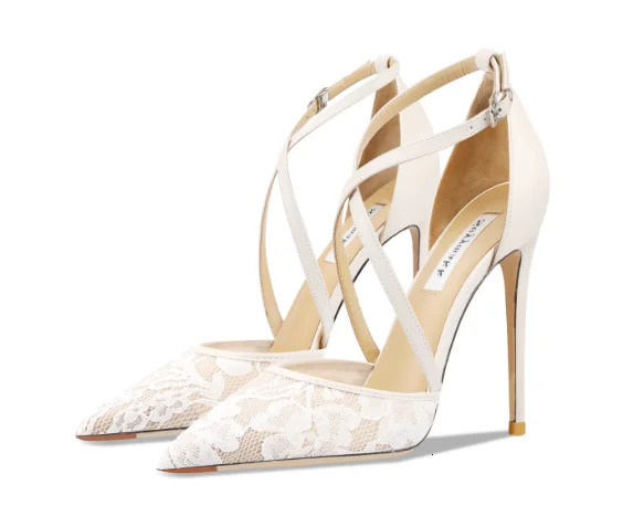 Womens Black Lace High Heel Sandals Pointed Toe Shallow Versatile Chic Sexy Office Wear Single Shoes 260306