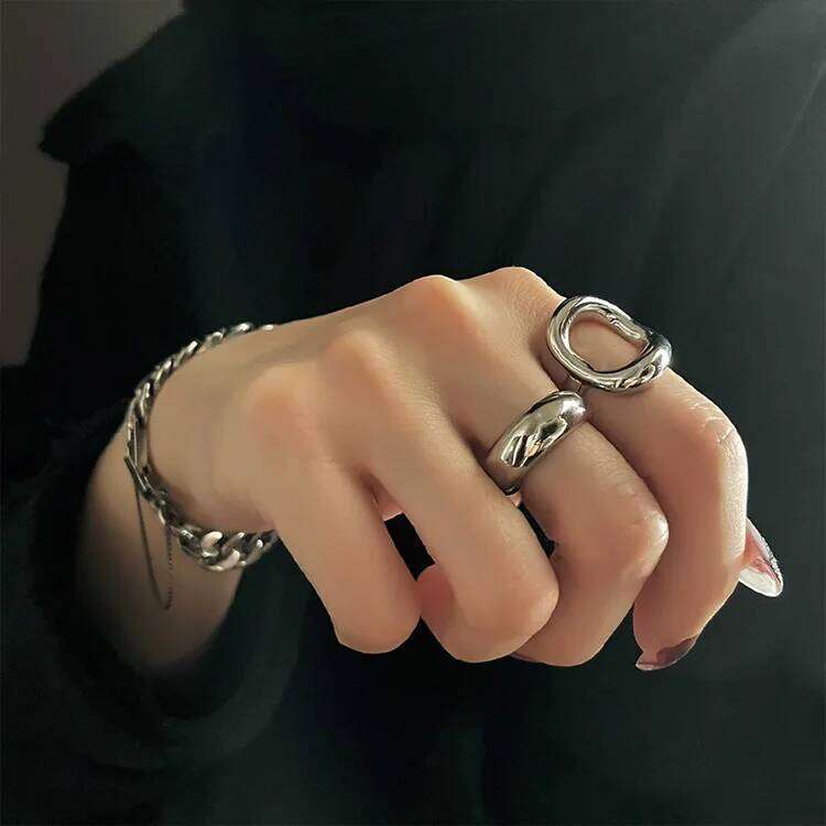 925 Sterling Silver Rings For Women Simple Vintage Handmade Adjustable Finger Hollow Ring Fashion Band Female Bijoux Gift H260312