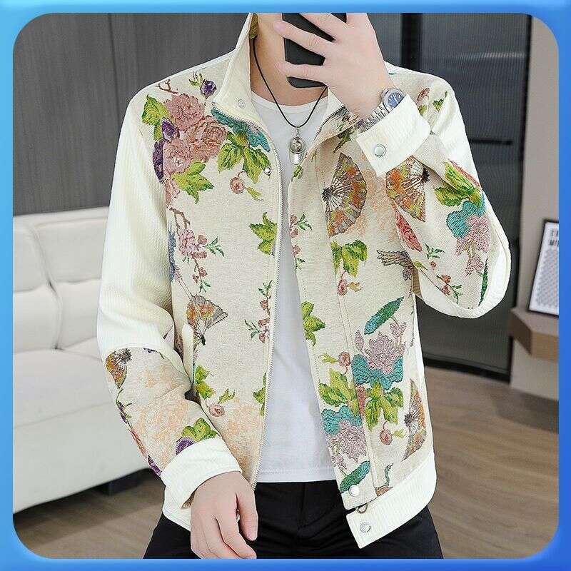 Teenager's Spring Autumn Embroidered In Coarse Cloth, Chinese Style With Magpie And Tree Branch Designs, Workwear Style, Fashionable Casual Jacke