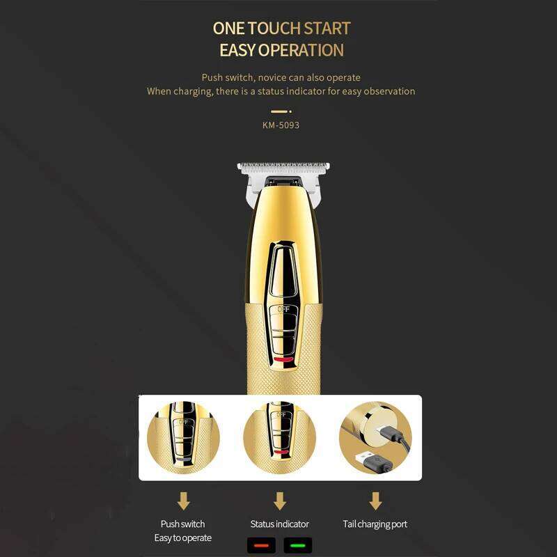 Origial Kemei Metal Barber Trimmer For Men Professional Beard Clipper Electric Hair Cutting Machine Rechargeable C260312