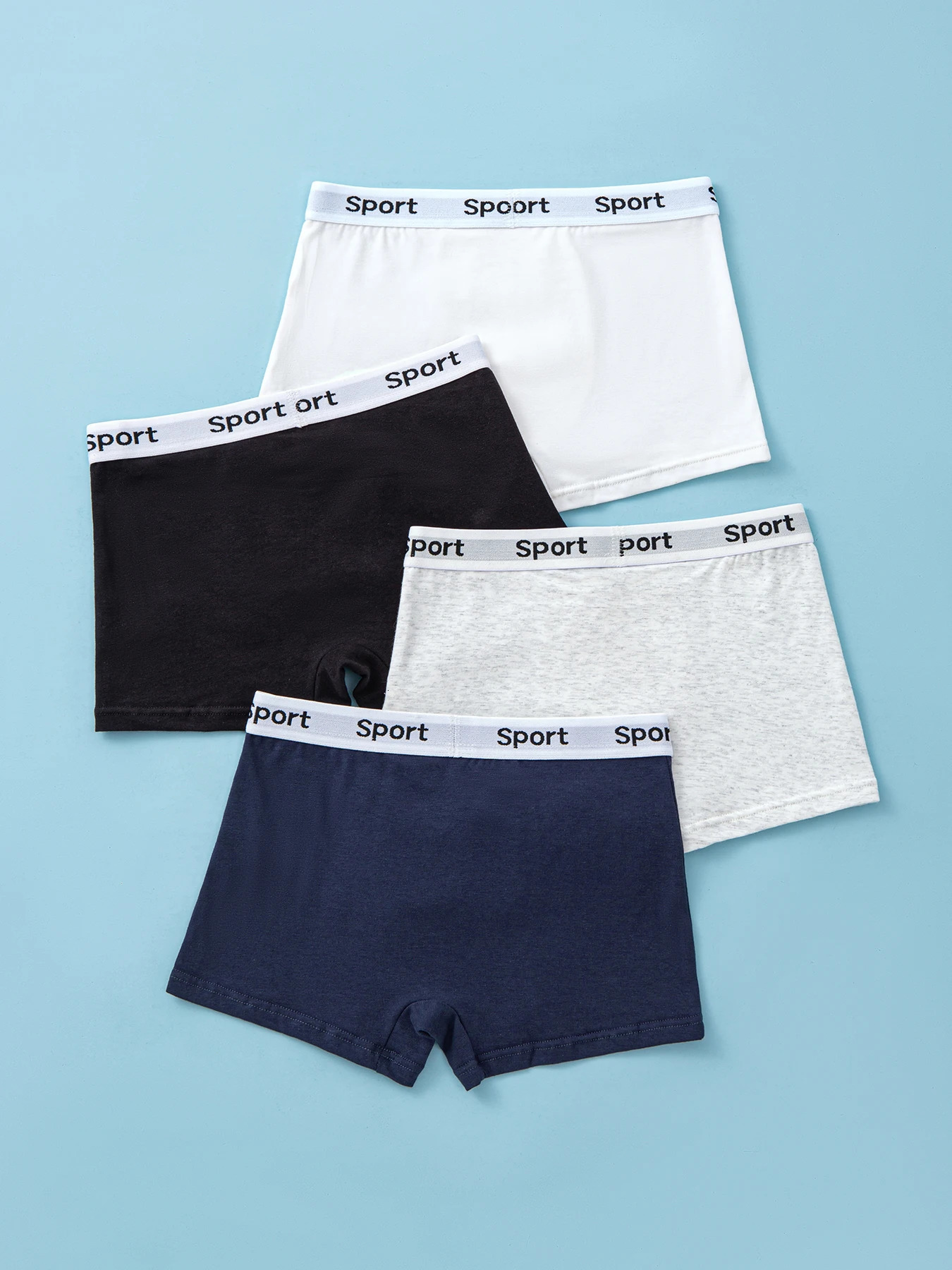 4pcs Mixed Color Chuldrens Boxer Briefs Cotton Solid Soft Breathable Boys Underwear 260311