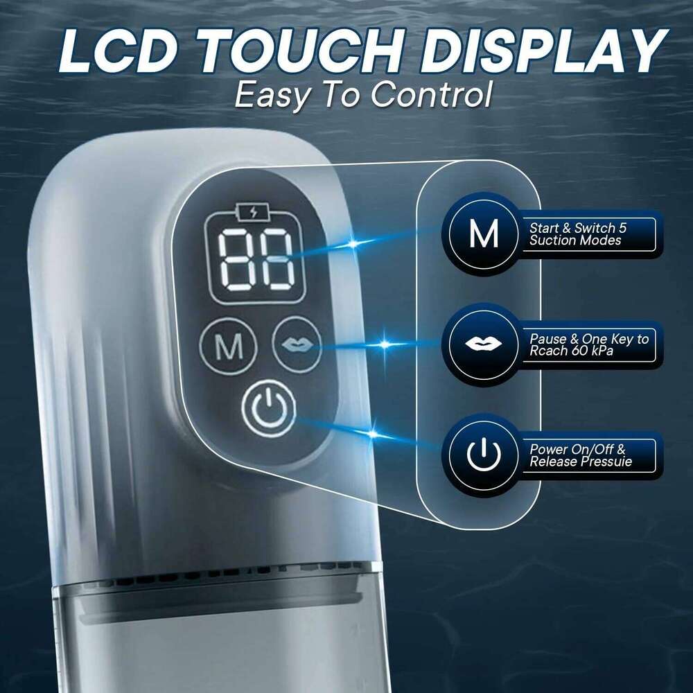 LCD Electric Penis Automatic Male Masturbator Vacuum Pump with 4 Training Pressure & 5 Suction Modes Adult Sex Toy for Men Z260312