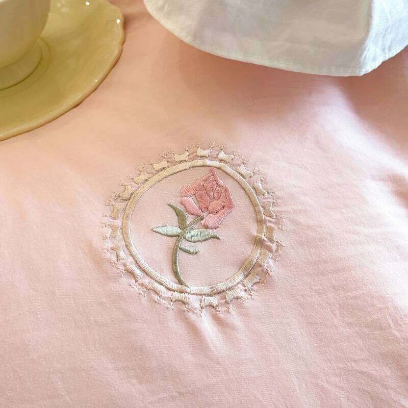 4PCS Elegant Rose Embroidery Girl Bedding Set Lace Duvet Set1*Duvet Cover 1*Bed Or Fitted Sheet + 2*Pillowcase H260312