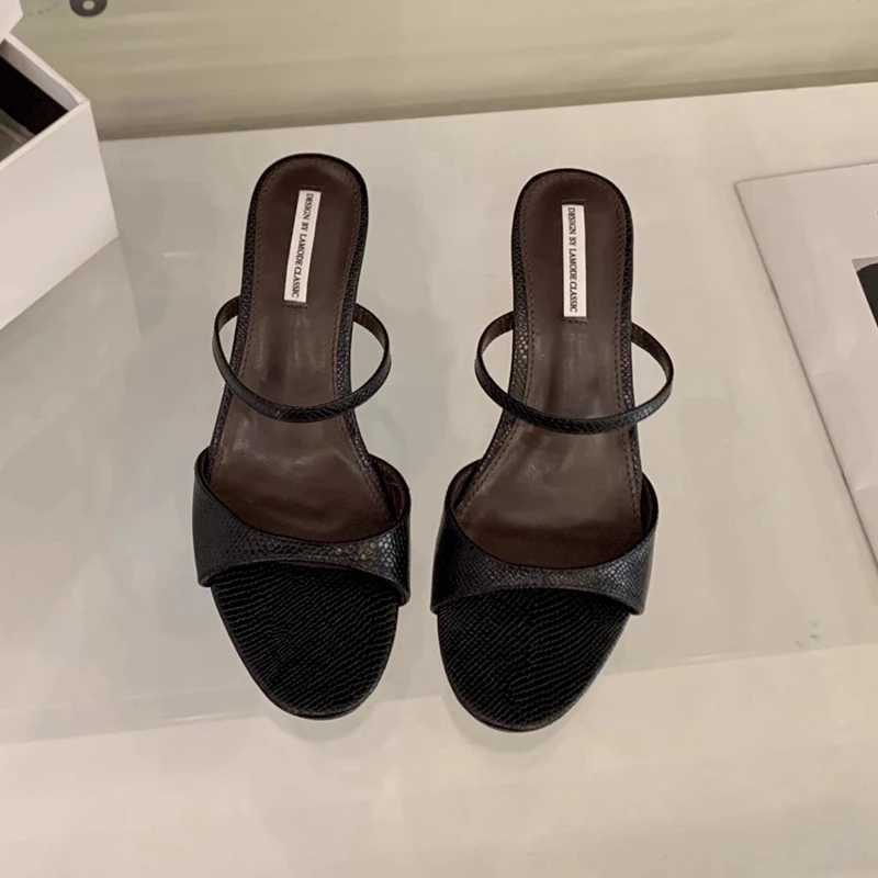 SUOJIALUN 2025 Summer New Women Slipper Fashion Shallow Slip On Open Toe Ladies Slides Thin Low Heel Dress Pumps Shoes K260312