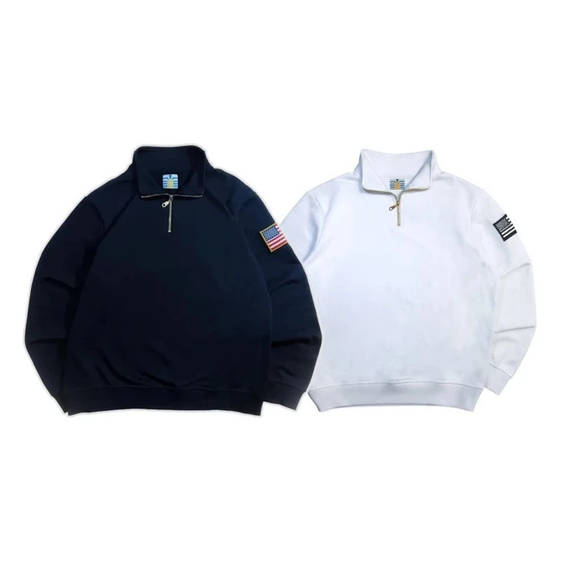 Y2K Retro Zipneck Sweatshirt 3D Embroidery Quarterzip Pullover Hoodie American Old Money Classic Streetwear Unisex Clothing 260311