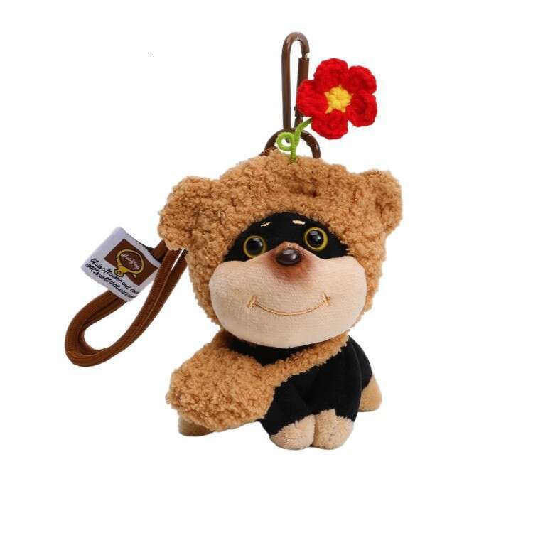 Bee puppy plush toy small pendant for girls, cute dog doll keychain, backpack decoration, original gift