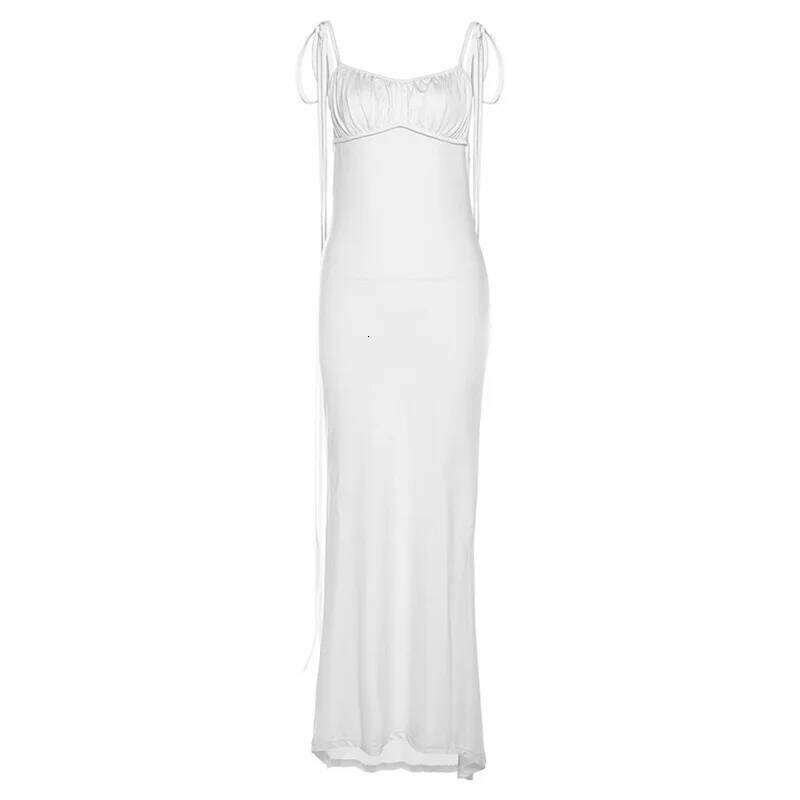 Y2k Elegant Deep Open Back Backless Slim Maxi Women Spaghetti Strap Sleeveless Bodycon Long Dress Sexy Club Party Vestidos C260312